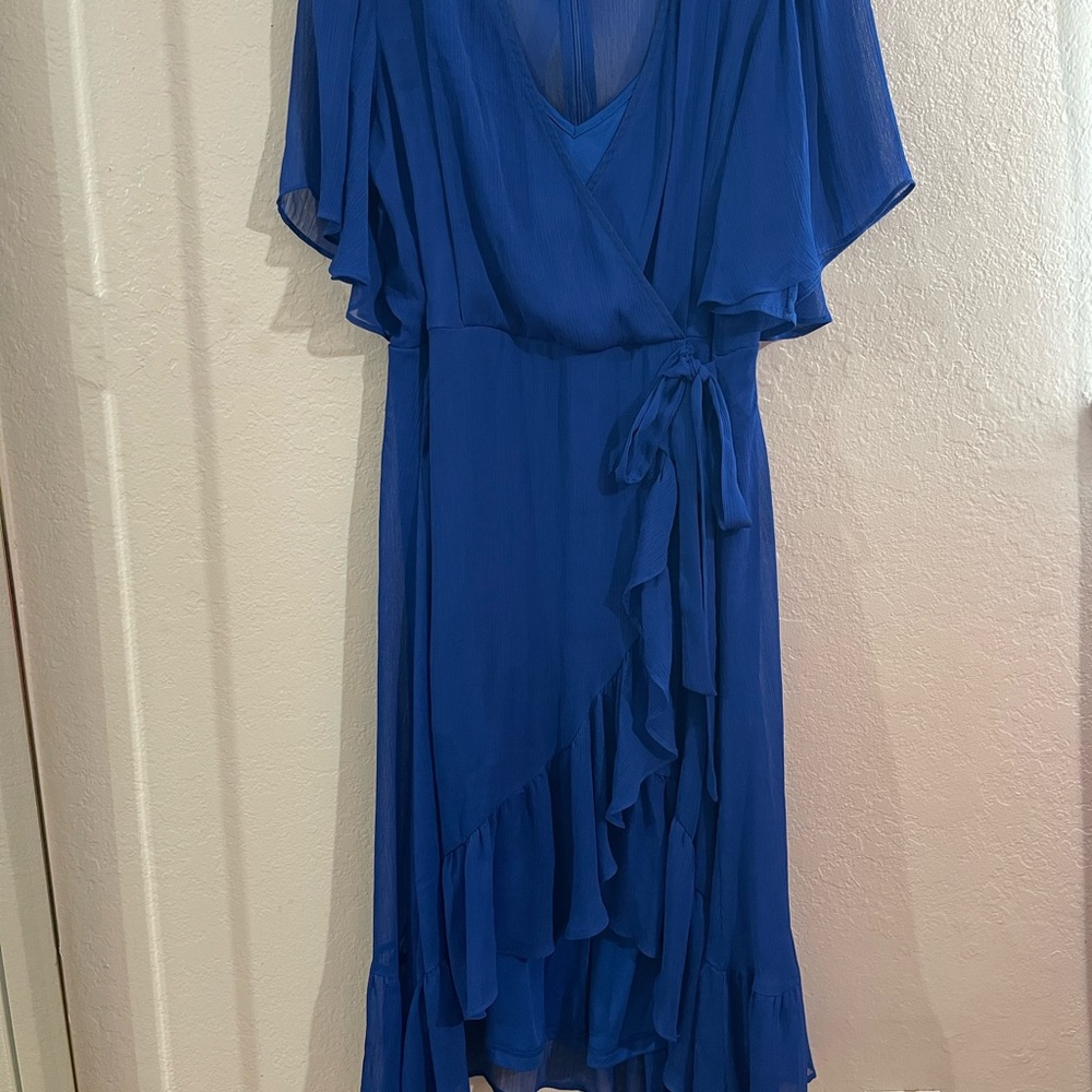 Elegant Blue Wrap Dress